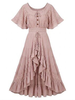 Free People Dancing On Air Boho Chic Ruffled Maxi Dress NWT, Size XS